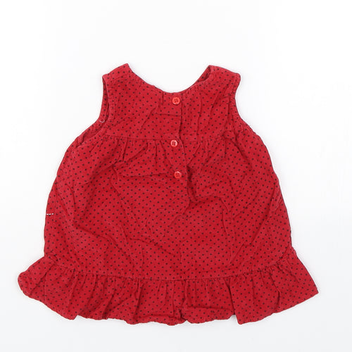 Cutey Couture Girls Red Polka Dot Corduroy Tank Dress  Size 6-9 Months