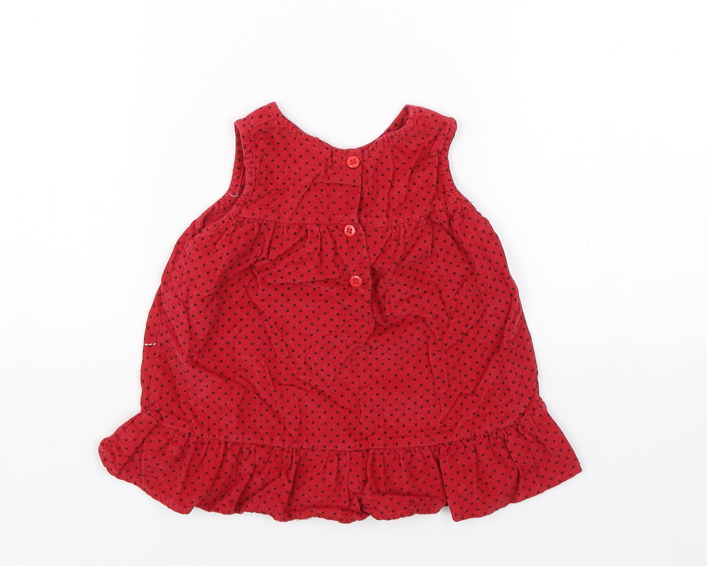 Cutey Couture Girls Red Polka Dot Corduroy Tank Dress  Size 6-9 Months