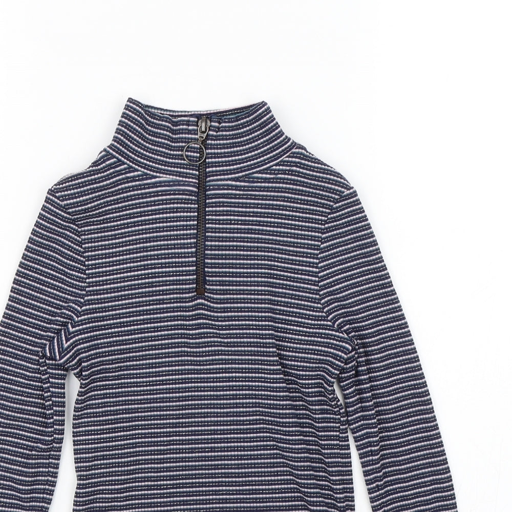 M&S Girls Blue Striped  Pullover Sweatshirt Size 9-10 Years