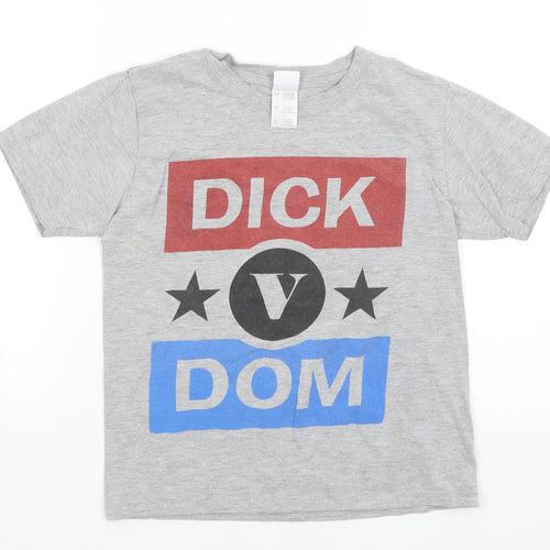Gildan Boys Grey   Basic T-Shirt Size 10-11 Years  - Dick V Dom