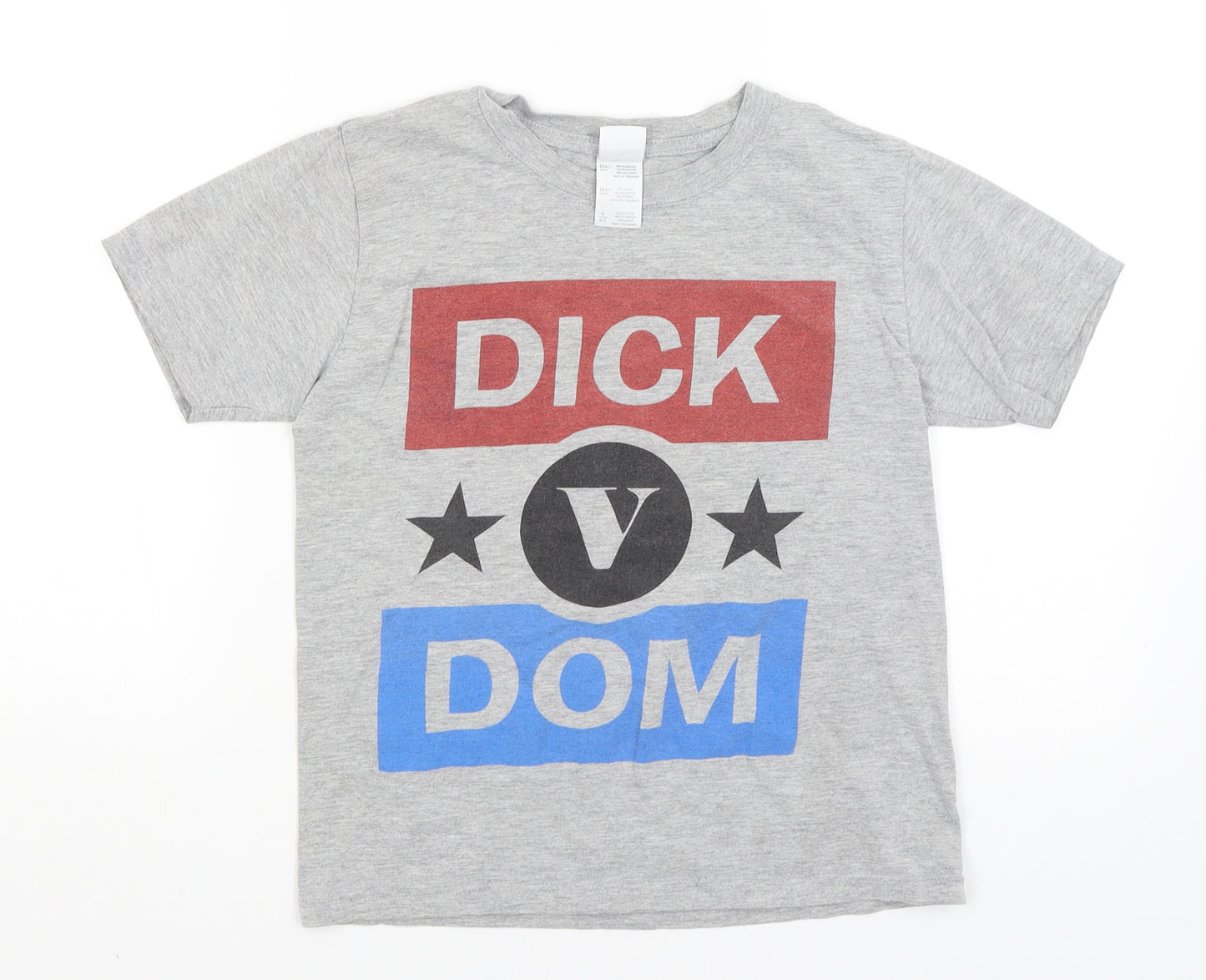 Gildan Boys Grey   Basic T-Shirt Size 10-11 Years  - Dick V Dom