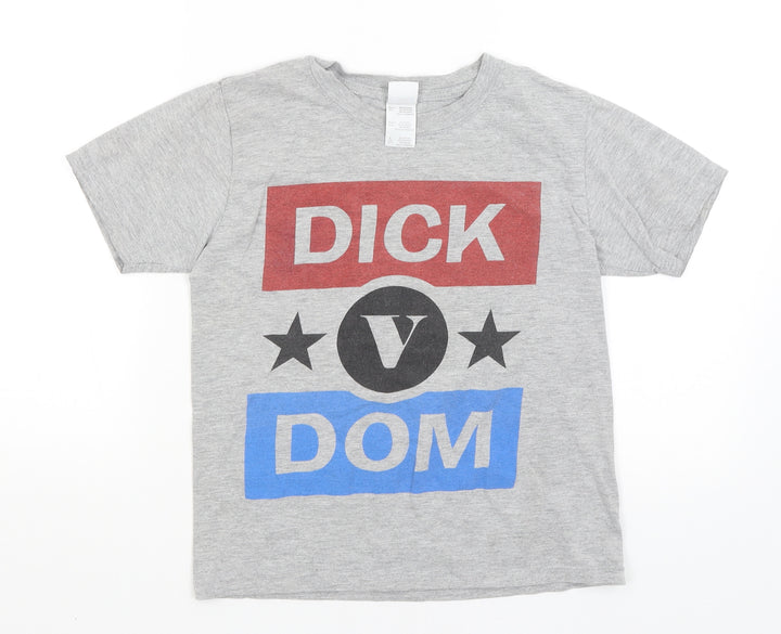Gildan Boys Grey   Basic T-Shirt Size 10-11 Years  - Dick V Dom