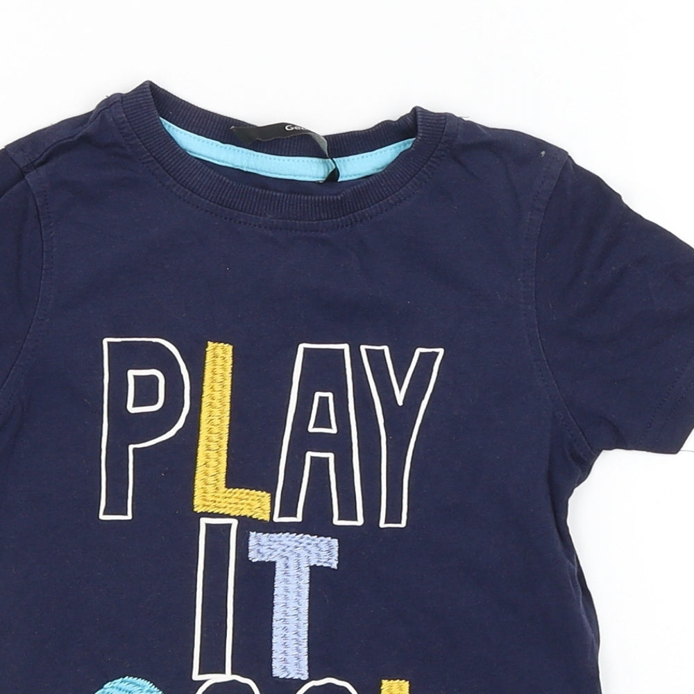 George Boys Blue   Basic T-Shirt Size 2-3 Years  - Play it Cool