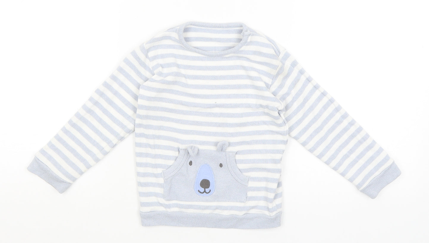 M&S Baby Blue Striped  Pullover Jumper Size 18-24 Months