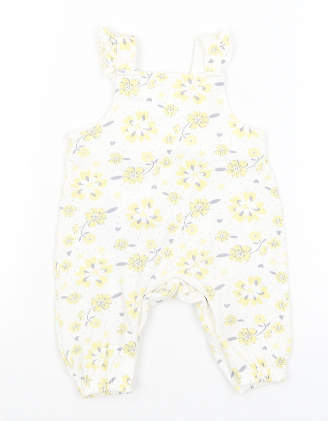 Disney Baby Baby White Floral  Dungaree One-Piece Size 0-3 Months  - Winnie the Pooh