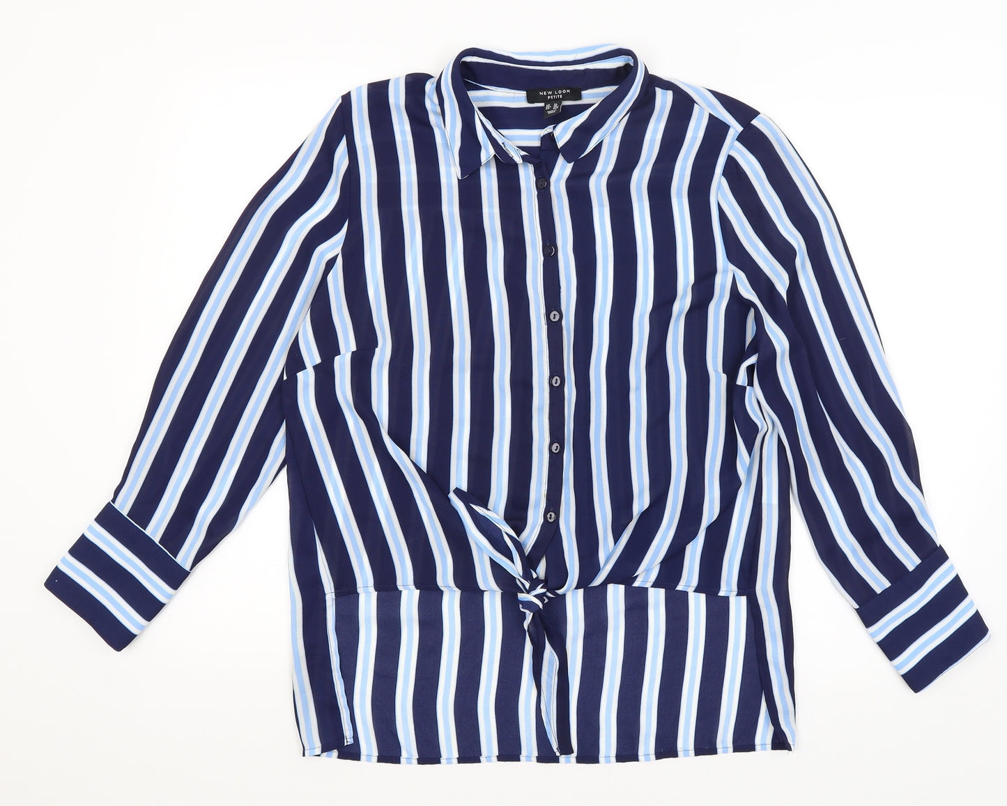 New Look Womens Blue Striped  Basic Button-Up Size 14