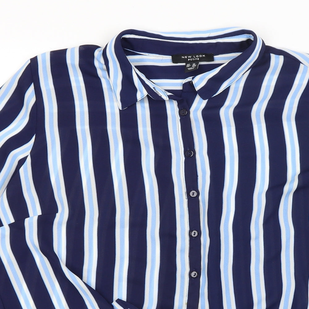 New Look Womens Blue Striped  Basic Button-Up Size 14