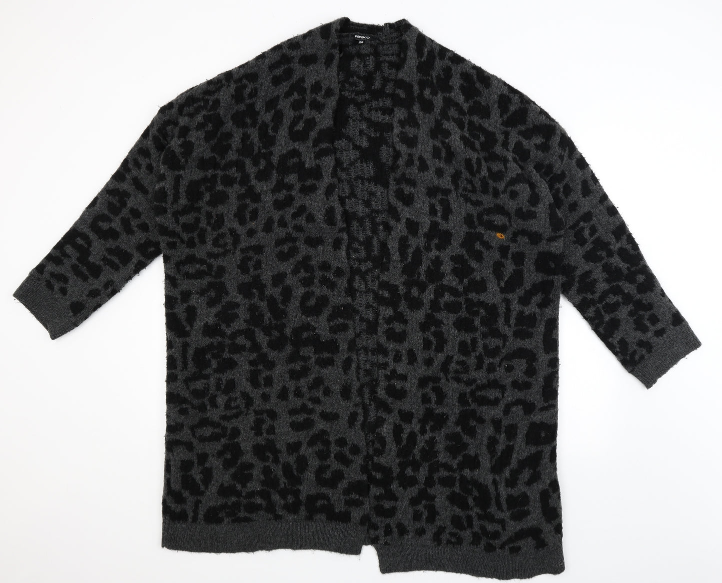 Pep & Co Womens Black Animal Print  Wrap Jumper Size 16