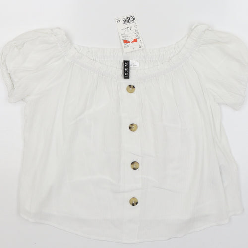Divided Womens White   Basic T-Shirt Size 6