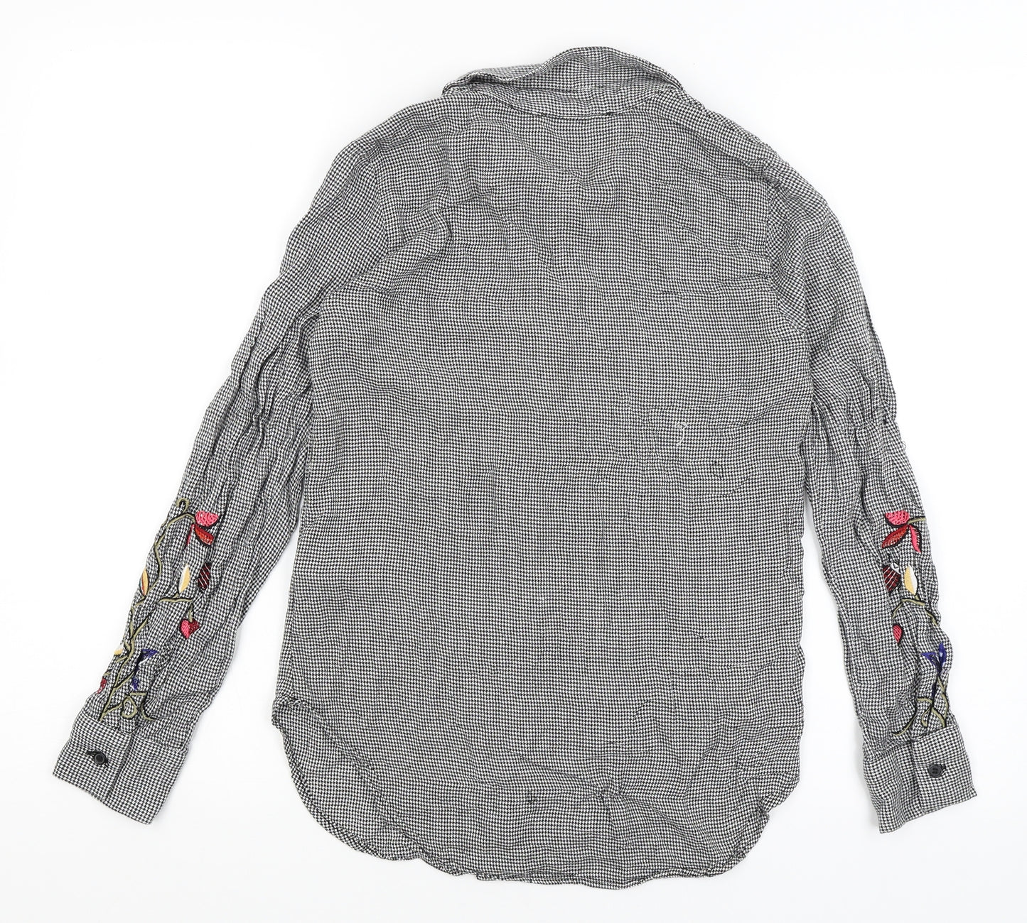 H&M Womens Grey Houndstooth  Basic Button-Up Size 8