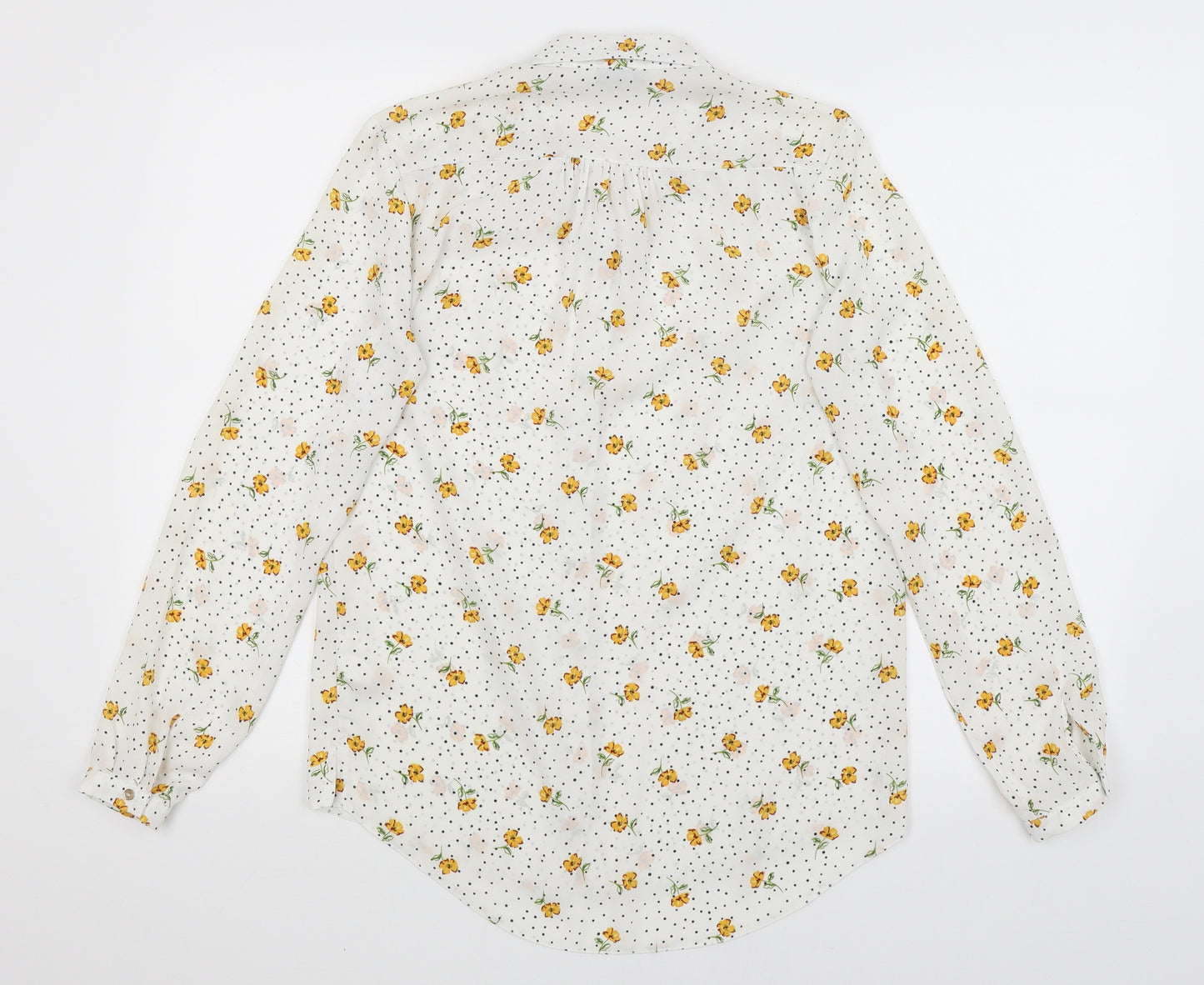 George Womens White Floral  Basic Button-Up Size 8