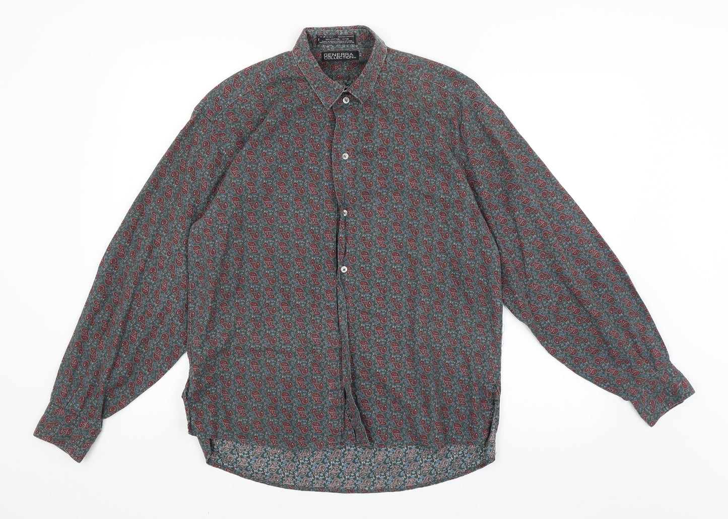 Generra Collection Mens Green Paisley   Dress Shirt Size 14.5