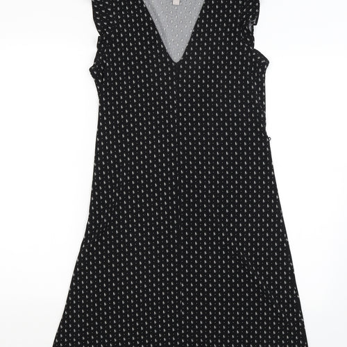H&M Womens Black Polka Dot  T-Shirt Dress  Size XS