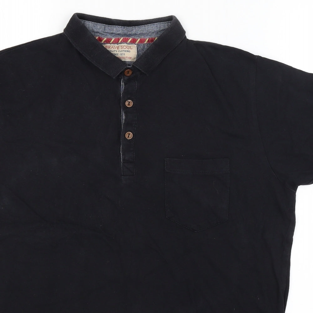 Brave Soul Mens Black    T-Shirt Size M