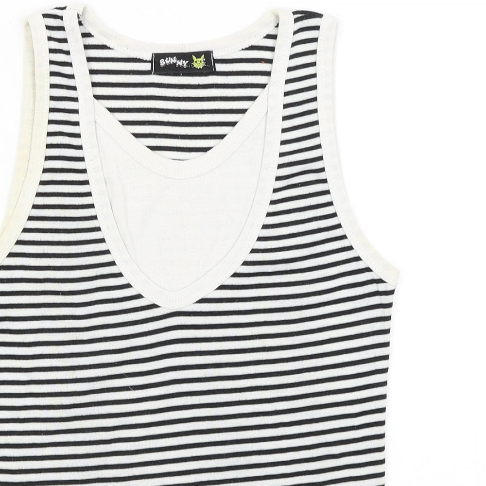 Bunny Womens White Striped  Basic Tank Size 8
