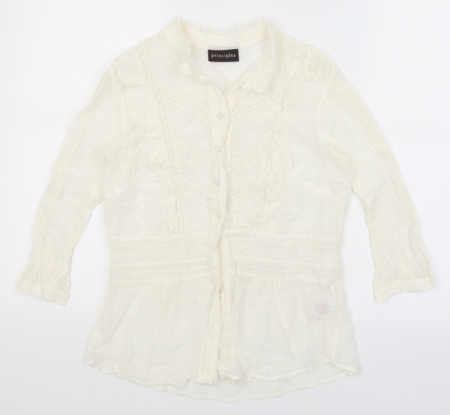 Principles Womens White   Basic Button-Up Size 10