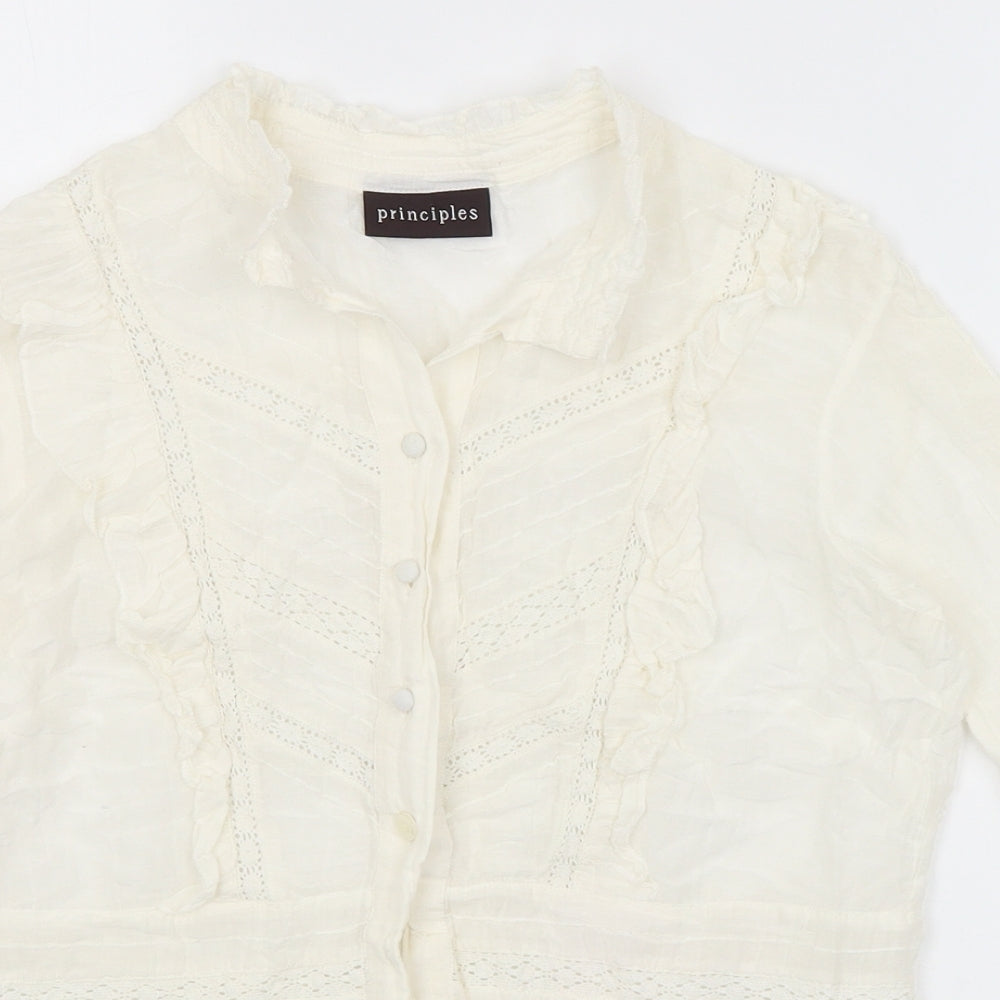 Principles Womens White   Basic Button-Up Size 10