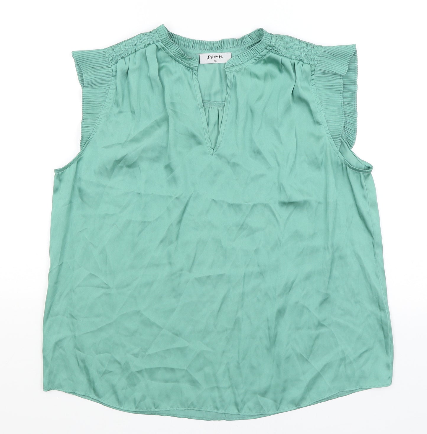 Soon Womens Green   Basic Blouse Size 16