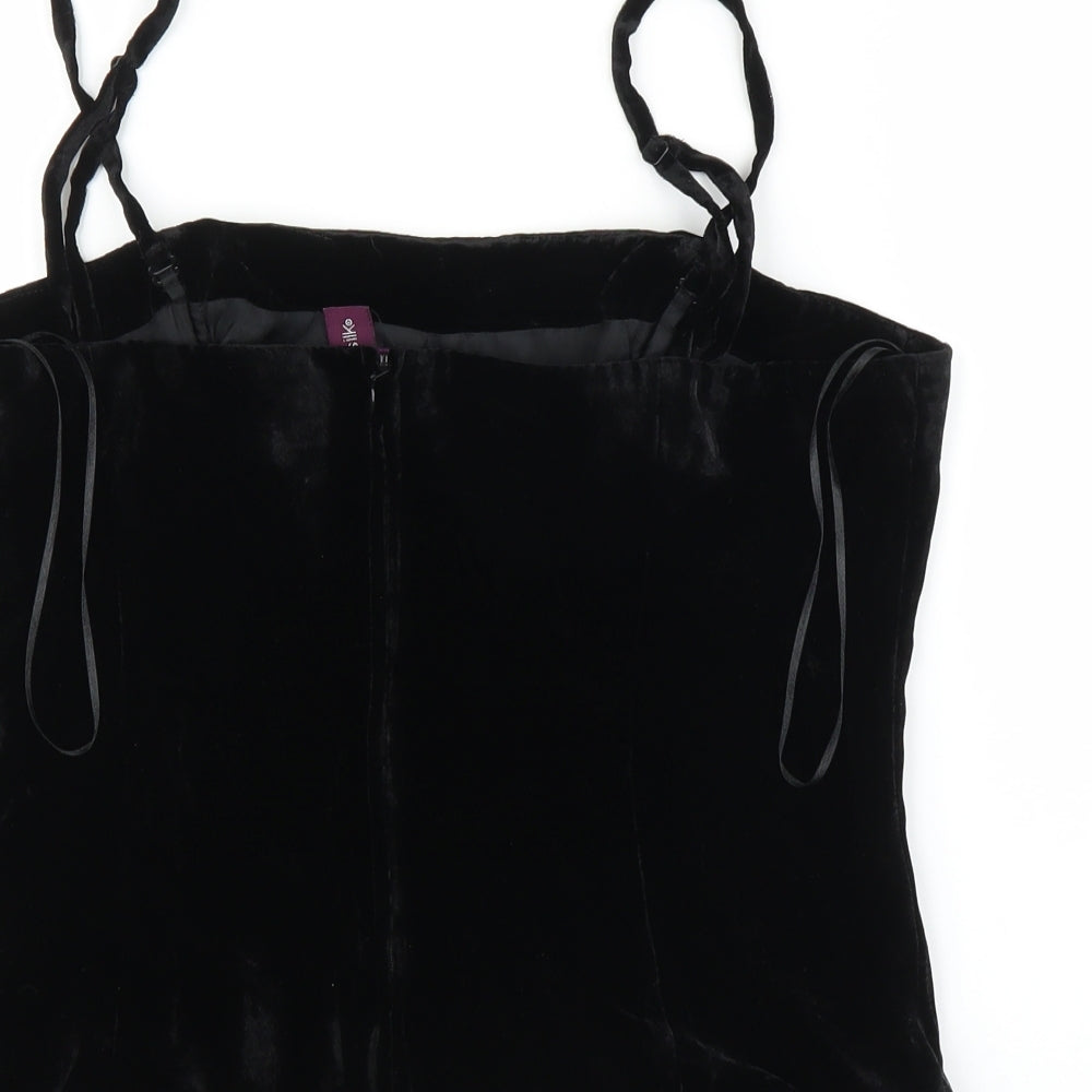 August Silk Womens Black  Velvet Camisole Blouse Size 16  - Corset