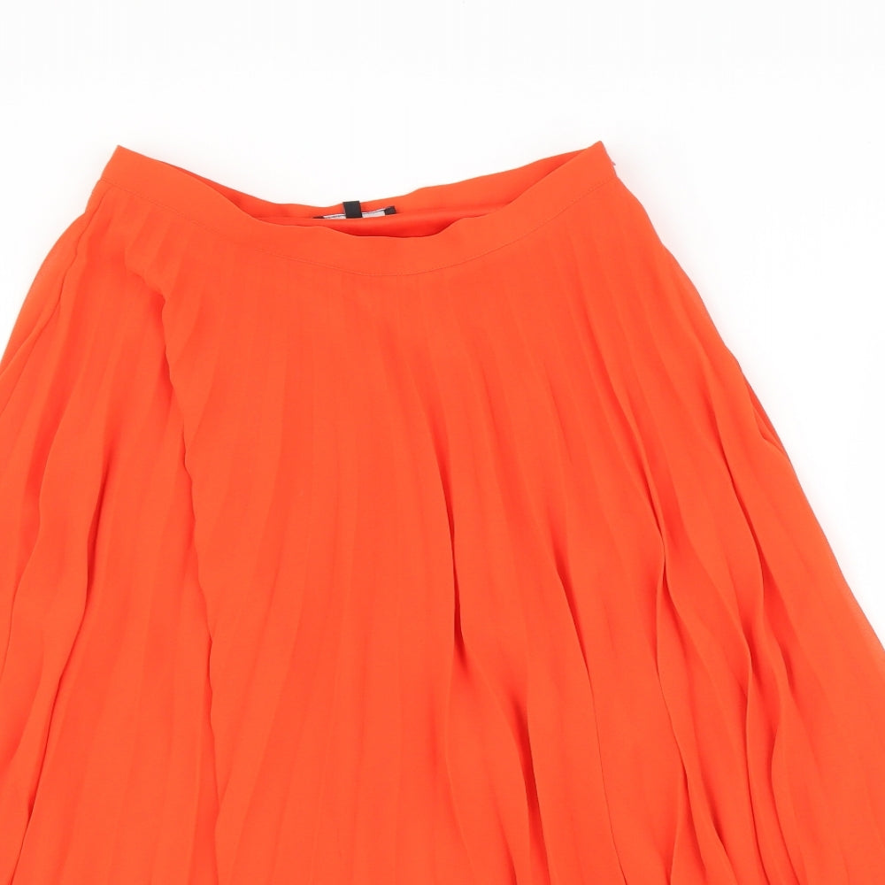 New Look Womens Orange   Pleated Skirt Size 10