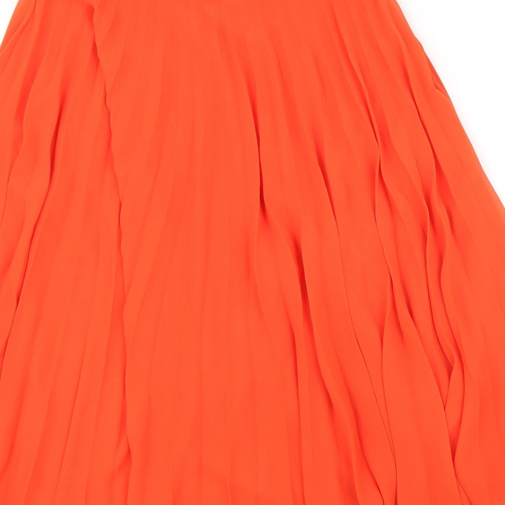New Look Womens Orange   Pleated Skirt Size 10