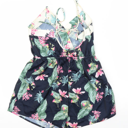 New Look Womens Blue Floral  Romper One-Piece Size 12