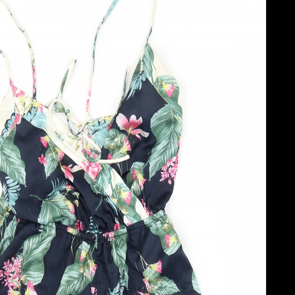 New Look Womens Blue Floral  Romper One-Piece Size 12