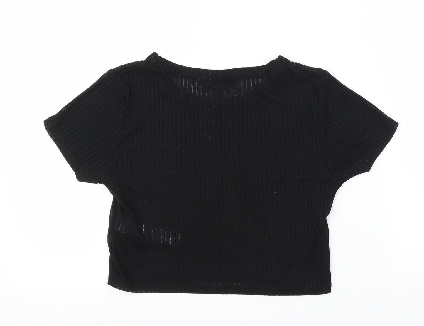 Topshop Womens Black   Cropped T-Shirt Size 10
