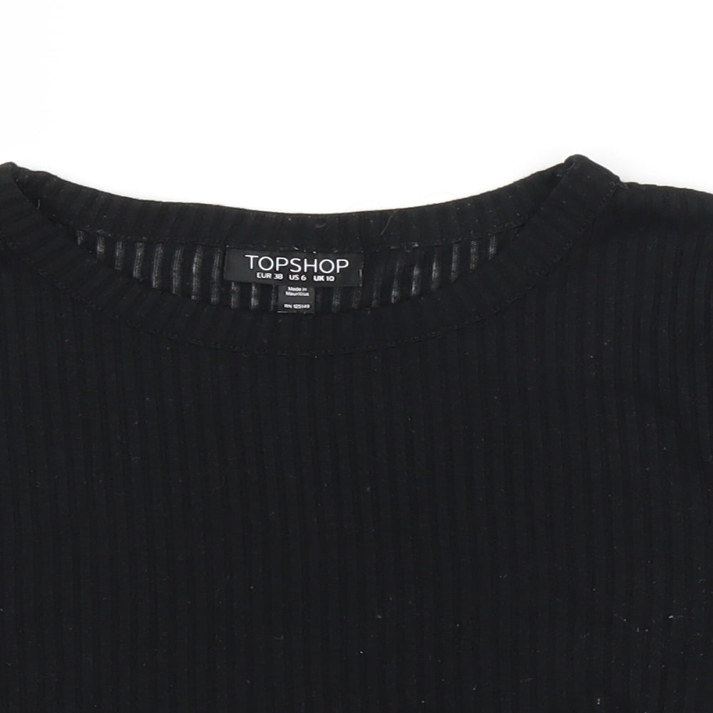 Topshop Womens Black   Cropped T-Shirt Size 10