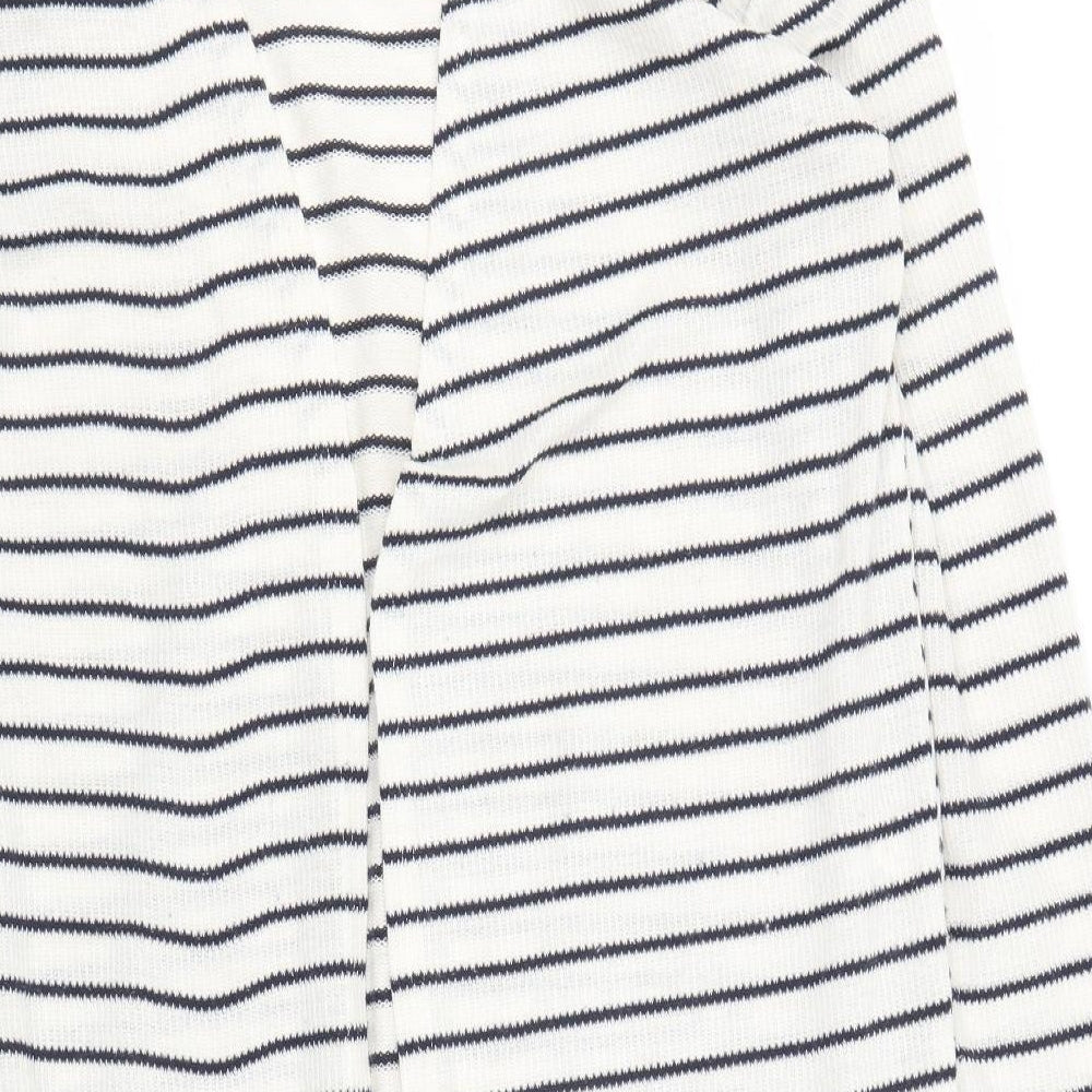 Primark Womens White Striped  Cardigan Jumper Size M