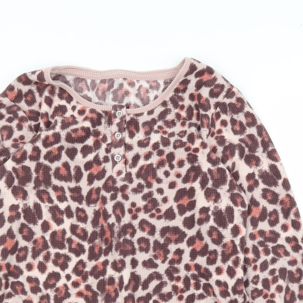 George Womens Pink Animal Print  Top Pyjama Top Size 14  - Leopard print