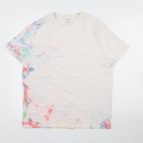 George Mens White    T-Shirt Size L  - Tye-Die