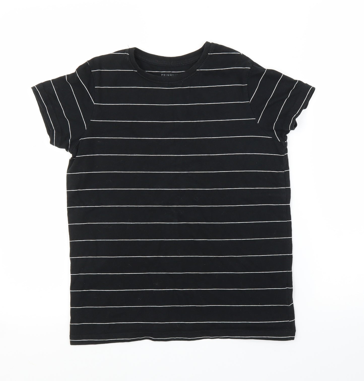 Primark Boys Black Striped  Basic T-Shirt Size 10 Years