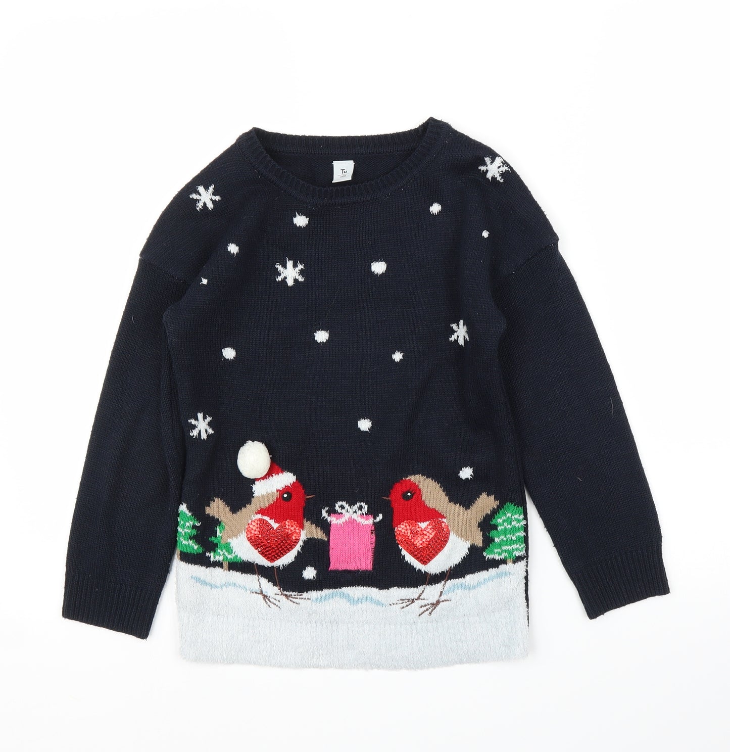 TU Girls Blue   Pullover Jumper Size 9 Years  - Christmas