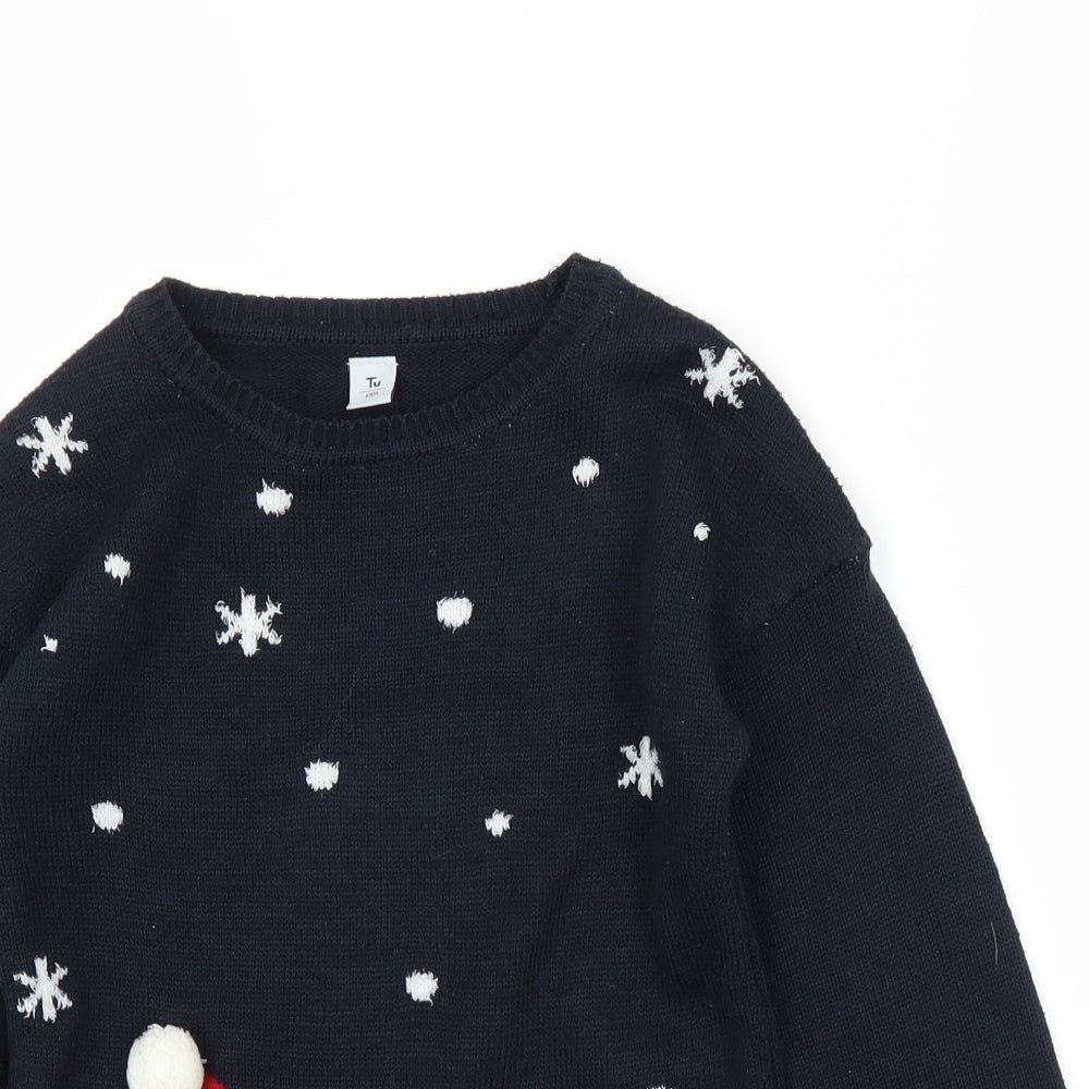 TU Girls Blue   Pullover Jumper Size 9 Years  - Christmas