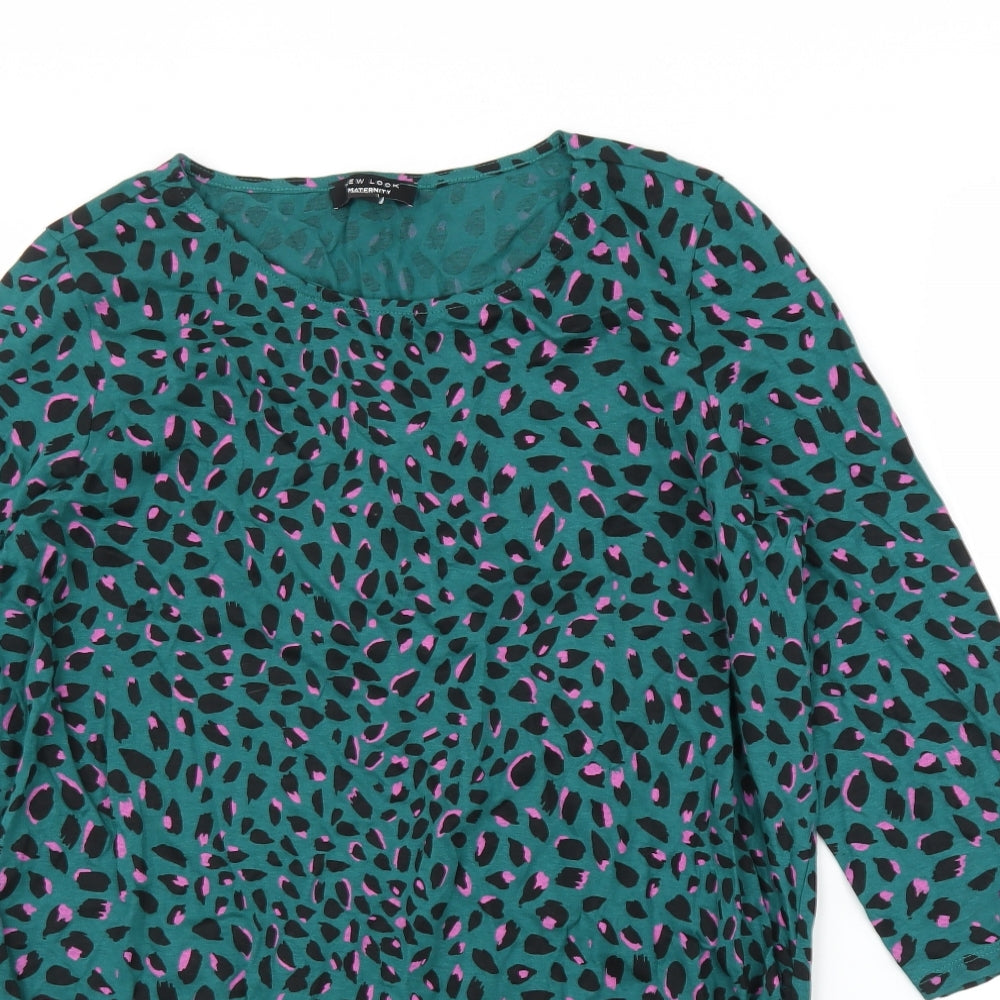 New Look Womens Green Animal Print  Basic Blouse Size 16  - Leopard print