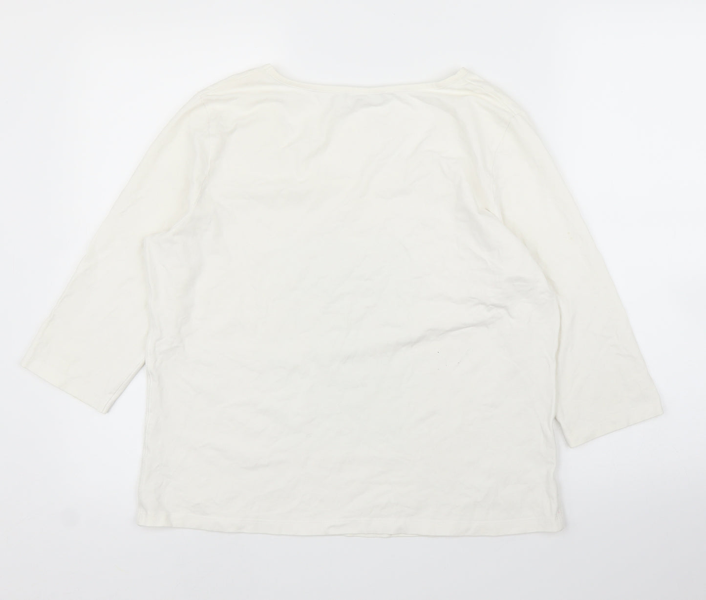 LUISA CERANO Womens White   Basic T-Shirt Size L