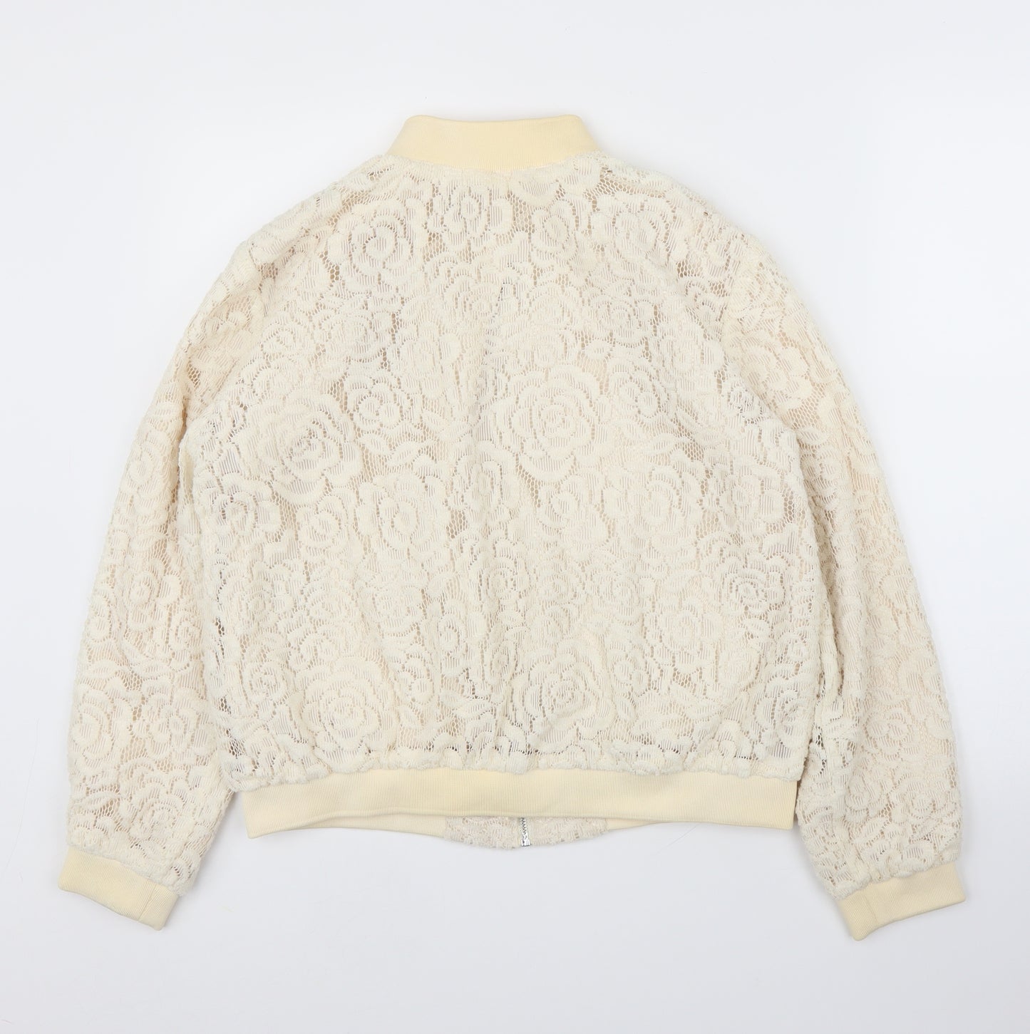 Miss Selfridge Womens Ivory Floral  Bomber Jacket Jacket Size 14