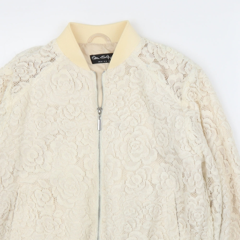 Miss Selfridge Womens Ivory Floral  Bomber Jacket Jacket Size 14