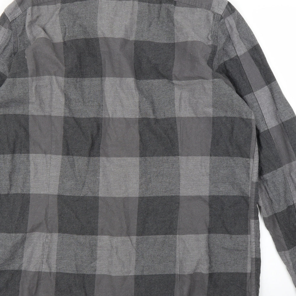 Calvin Klein Mens Grey Check   Button-Up Size 2XL