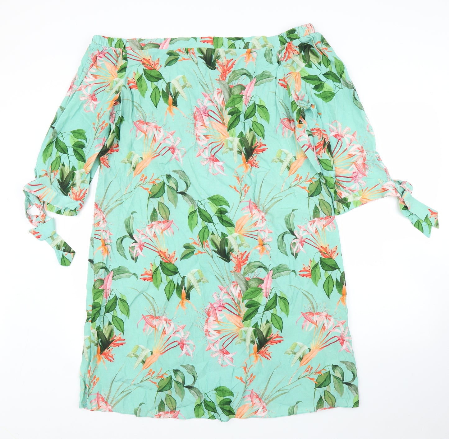 Preworn Womens Green Floral  Tunic Blouse Size 18