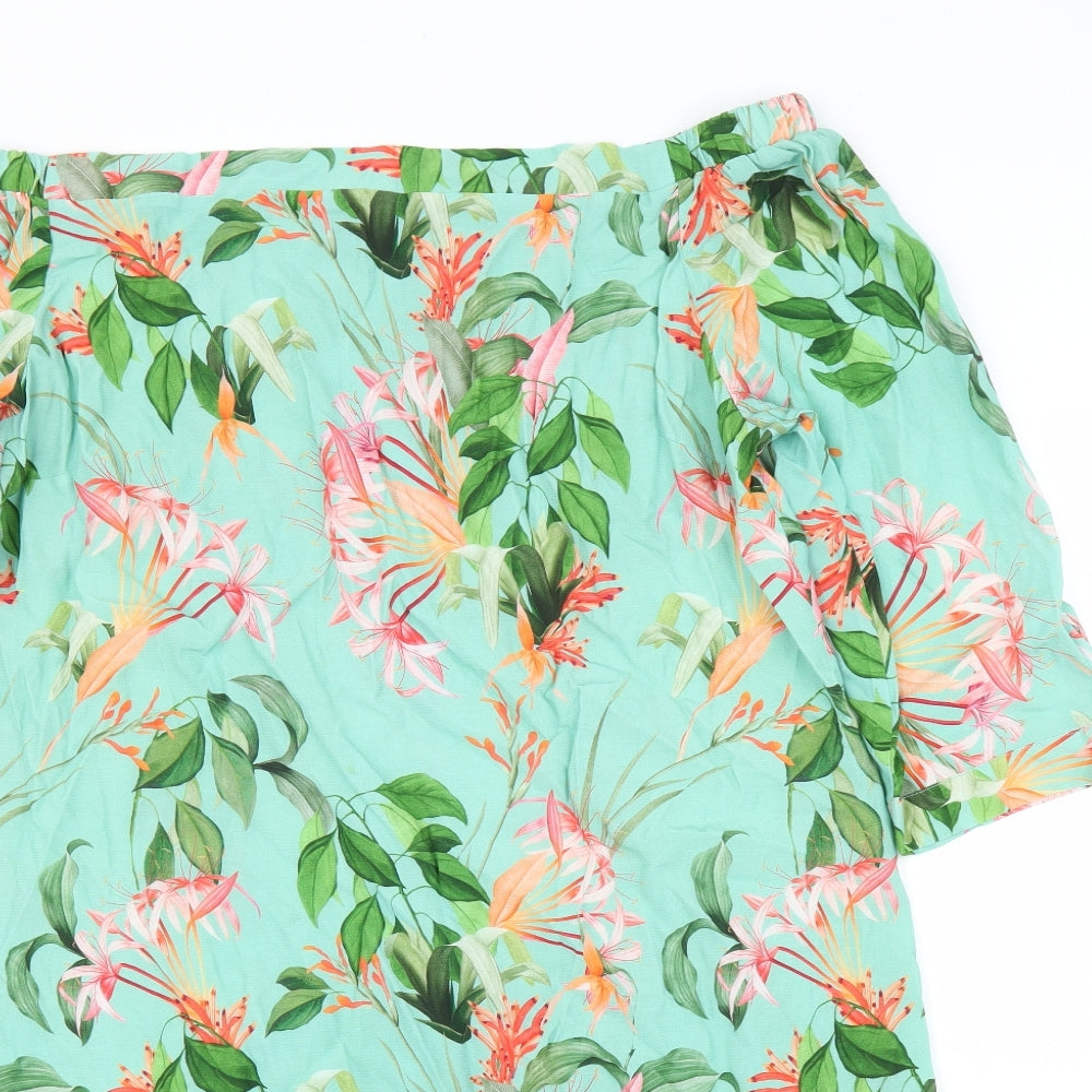 Preworn Womens Green Floral  Tunic Blouse Size 18