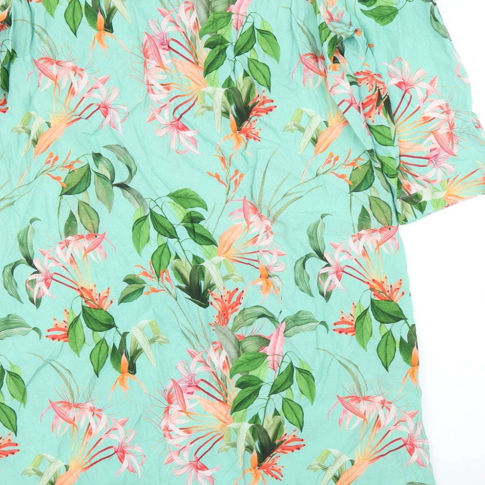 Preworn Womens Green Floral  Tunic Blouse Size 18