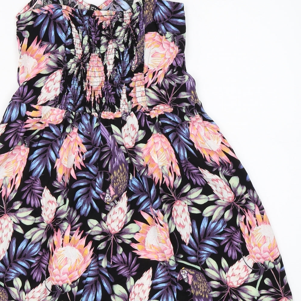 H&M Womens Black Floral  Skater Dress  Size 38