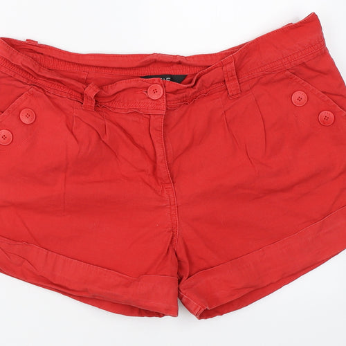 F&F Womens Red   Hot Pants Shorts Size 14