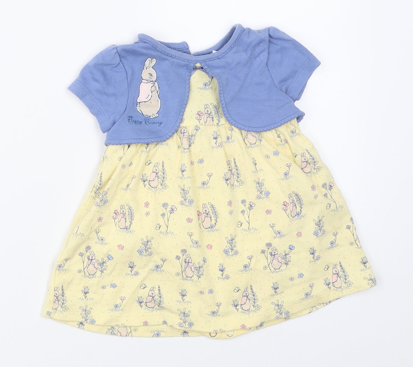 M&Co Girls Yellow   Fit & Flare  Size 6-9 Months  - Beatrix Potter Peter Rabbit