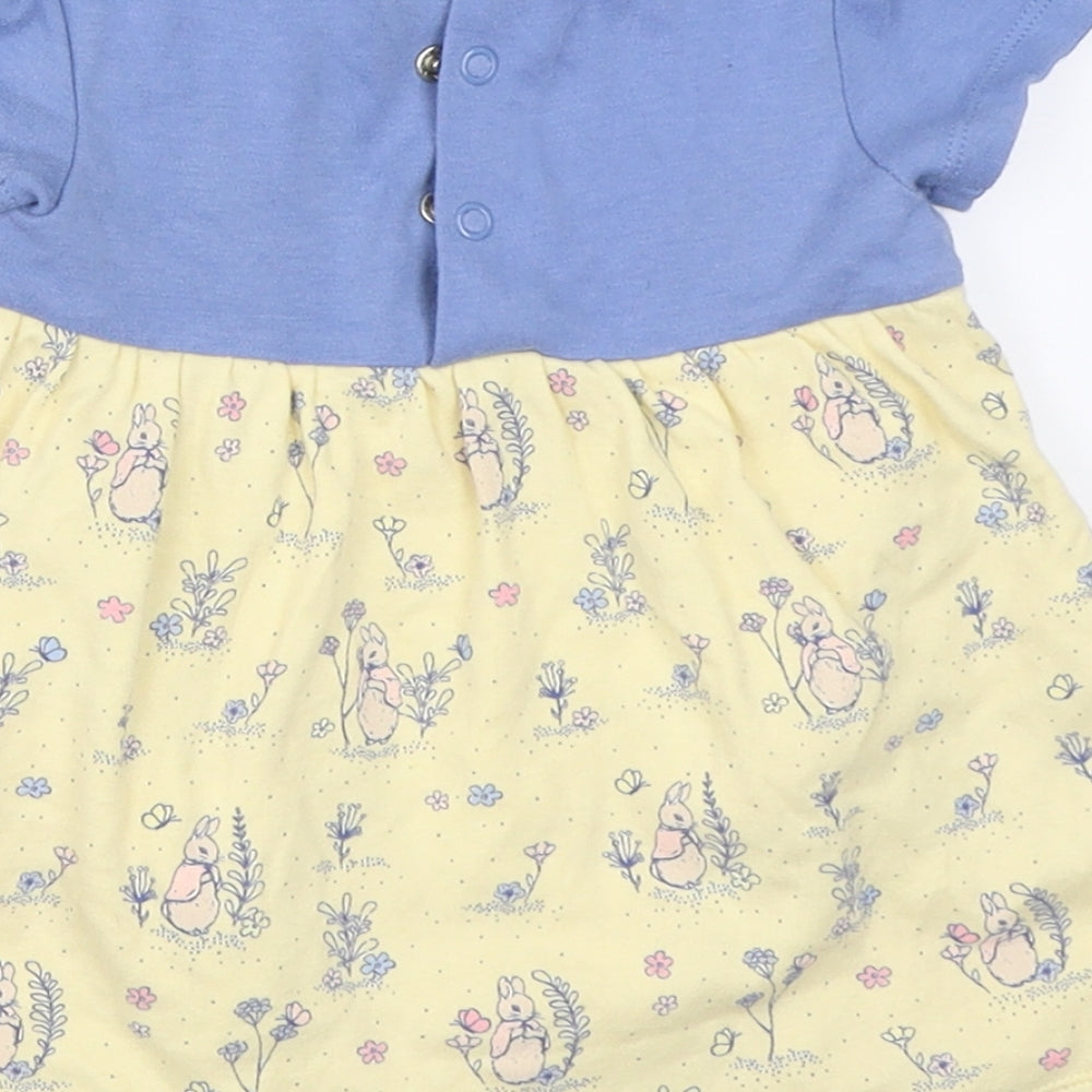M&Co Girls Yellow   Fit & Flare  Size 6-9 Months  - Beatrix Potter Peter Rabbit