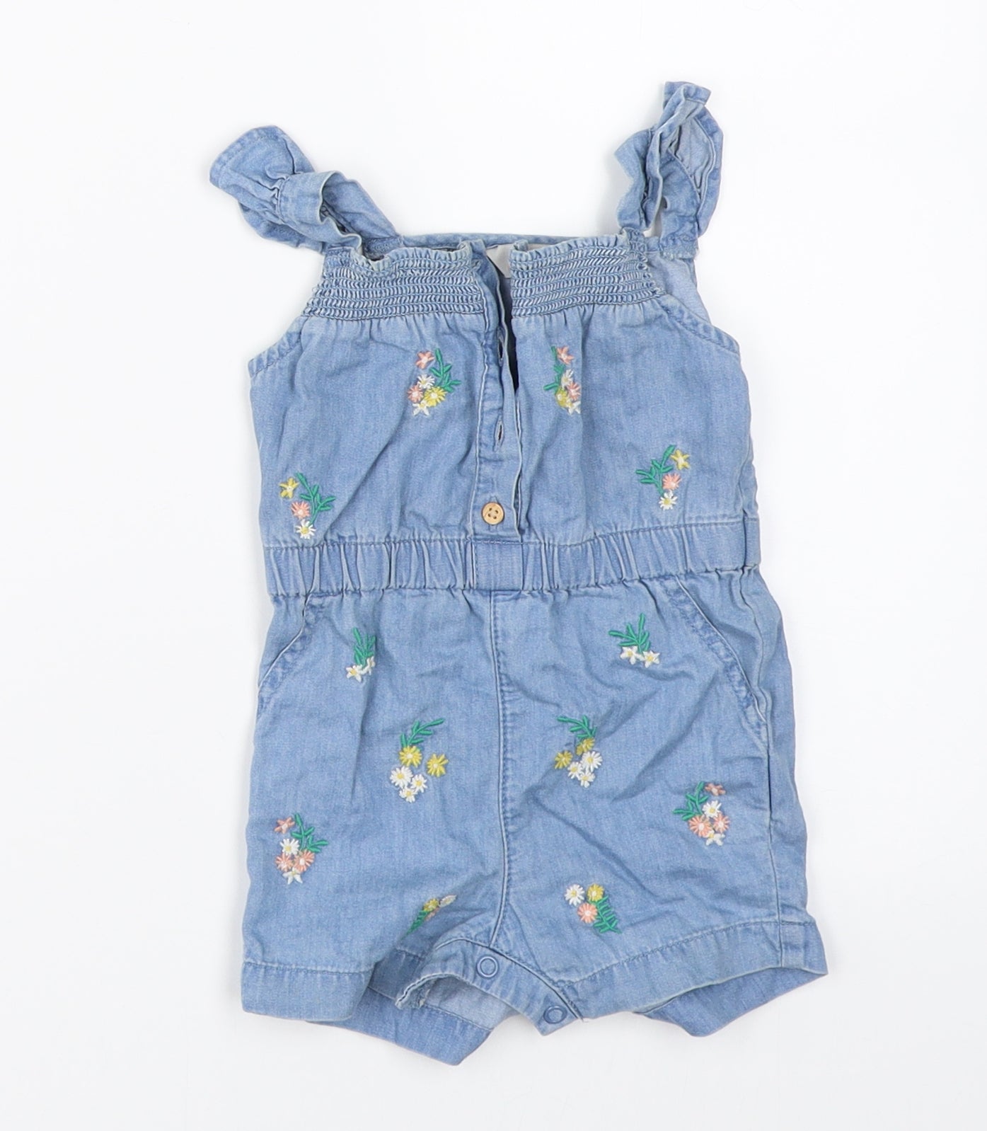 Primark Girls Blue  Denim Romper One-Piece Size 3-6 Months