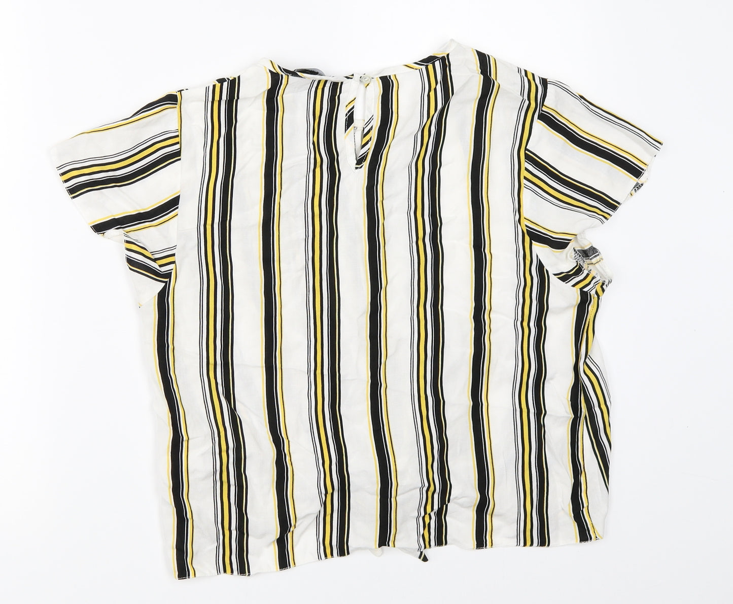 New Look Womens White Striped  Basic Blouse Size 10