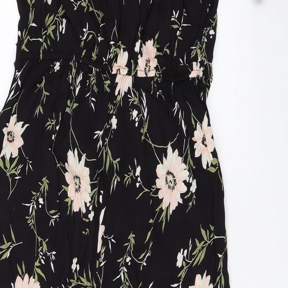 Miss Selfridge Womens Black Floral  Jumpsuit One-Piece Size 12